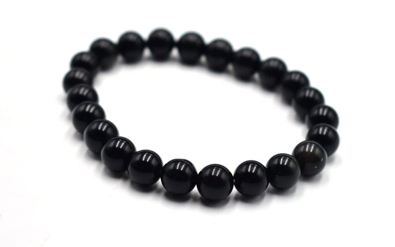 Tourmaline noire bracelet élastique en véritables pierres lisses