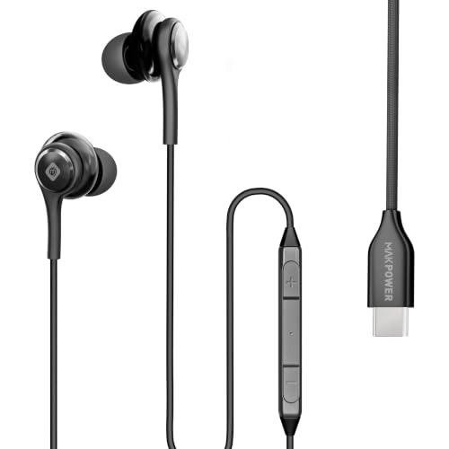 Image of MAKPOWER Type C Wired Earphone with in Line HD Microphone & Volume Controller, Heavy Bass, HD Audio, 120 cm Tangle-Free Cable Compatible with, Android Smartphones & All Type-c Mobiles (Active Black)