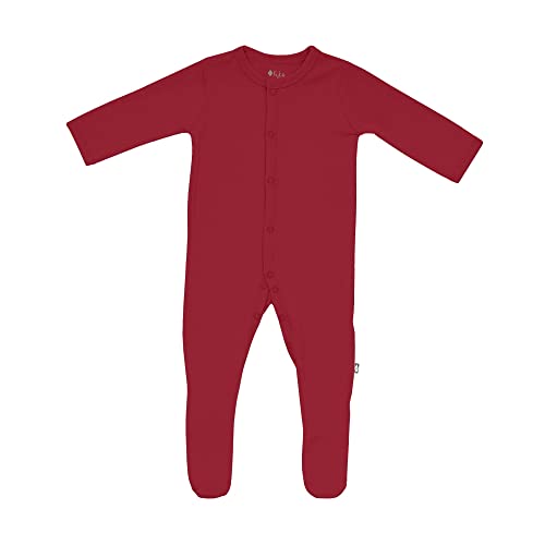 Image of KYTE BABY Soft Bamboo Rayon Footies, Snap Closure, 0-24 Months, Solid Colors (Newborn, Ruby)