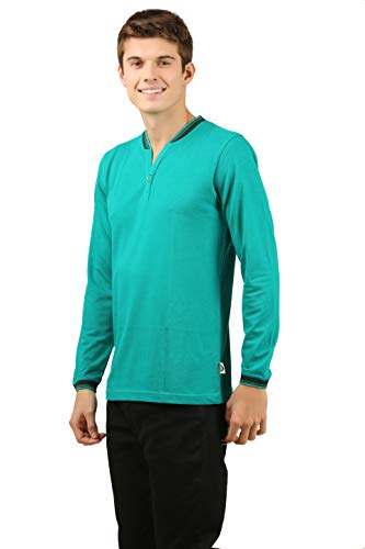 Image of zebu Men's Full Sleeve Cotton Henley Neck Tshirt with bio wash (Pack of 1).