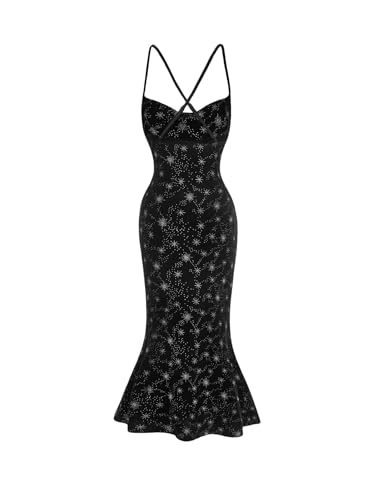 Image of Floerns Women's Spaghetti Strap Cowl Neck Long Slip Satin Silk Midi Dress