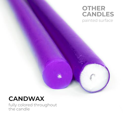 CANDWAX Purple 10 inch Taper Candles Pack of 4 - Unscented Smokeless Dripless Long Burning Christmas Candlesticks - Perfect as Christmas Candle Sticks for Home Decor - Purple Taper Candles