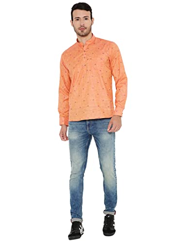Image of Maharaja Linen Regular Short Kurta with Ful Sleeves for Men