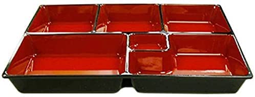 Japanbargain B0B3NHM5RQ_CA NARF Lunch Bento Box Japanese Traditional Plastic Lacquered 6 Compartments Bento Plate thumb #1