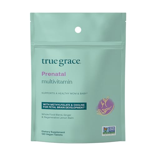 Image of True Grace Prenatal Multivitamin Refill Pouch - 120 Vegan Tablets - Supports a Healthy Mom & Baby with Methylfolate & Choline for Fetal Brain Development - Gluten Free, Soy Free - 60 Servings