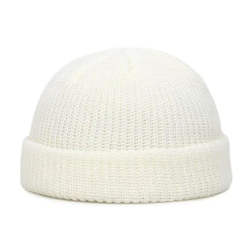Bonnet de crâne pour homme MdybF en tricot thermique blanc idéal pour le plein air