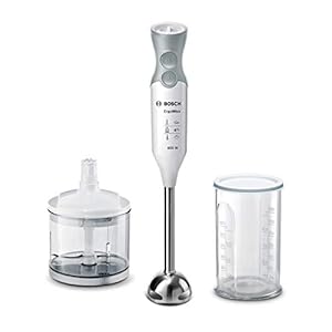 Bosch ErgoMixx Staafmixer, MSM66120, 600 Watt, inclusief hakmolen en mixer-maatbeker, 12 standen en turboknop, wit