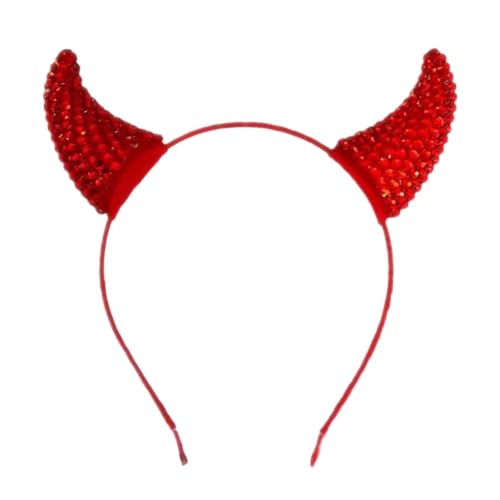 7 Inch Black Red Rhinestone Horns Headband for Halloween Costume Party - image 1