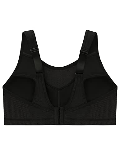 Full Figure Plus Size No-Bounce Camisole Elite Sports Bra Wirefree #1067 Black #TOP5