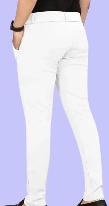 Image of Men's Slim Fit Lycra Blend Stretch Trousers | 2 Button Closure | Side Pockets | Formal & Casual Wear