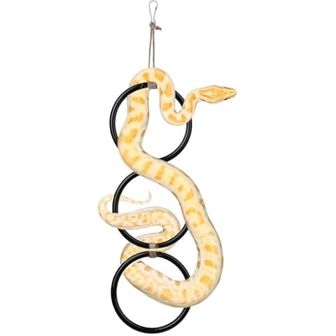 Nuburbur Snake Enrichment Climbing Rings for Ball Pythhon, Enrichment Rings for Corn Snake, Decorative Snake Tank Accessories, Install-Free Snake Enclosure Accessories with Metal Hook Cover