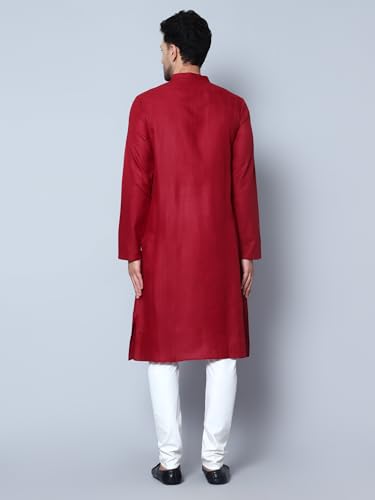 Image of LATEST CHIKAN Men's Cotton Blend Regular Solid Kurta Pyjama Set - Casual Ethnic Set