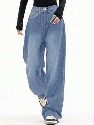 Image of KOTTY Women's Wide Leg Denim Jeans | Relaxed Fit High Waist Stylish Jeans