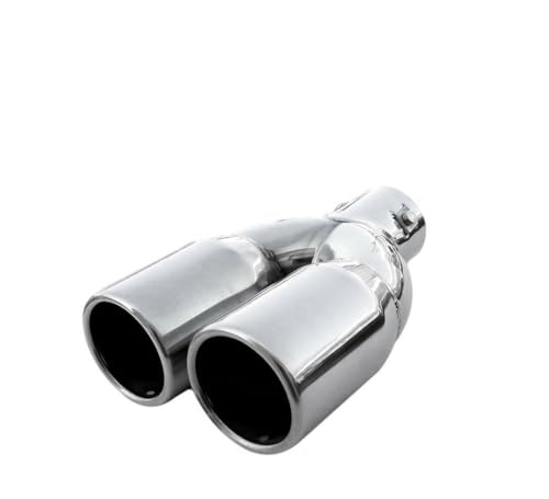 Autohobby 7294 Double Universel Embout D'echappement Acier Inoxydable Sport Universel Chrome Tuning Double fa?ade Silencieux Acier inoxydable