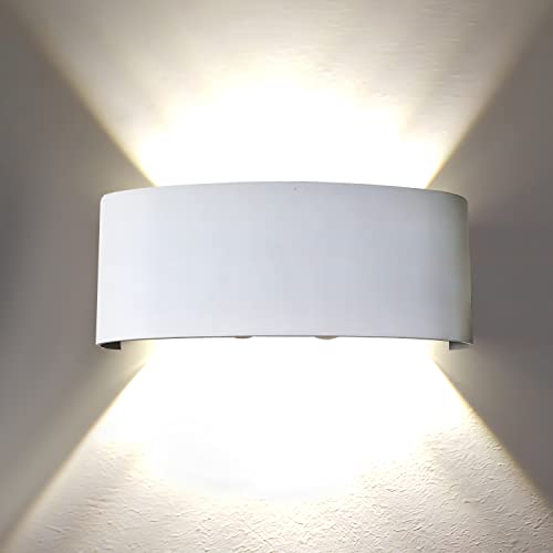 Applique da Esterno Interno Led da Parete 24W Lampade da Muro Plafoniera Moderna Luci Up Down 2400 Lumen Ip65 Impermeabile Fascio Luce Durata Illuminazione 40 mila ore (Bianco, 4000K)