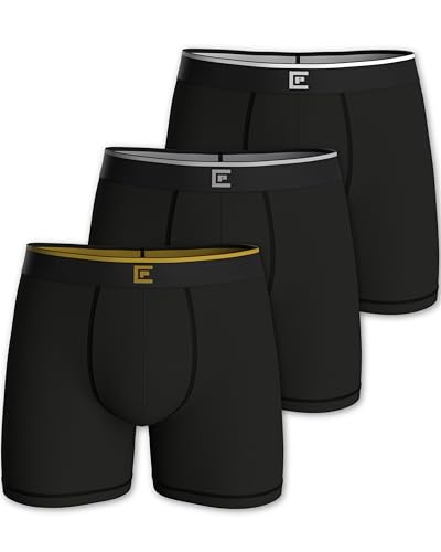 Pierre Calvini Mens Underwear - Bamboo Boxers Mens Multipack - Soft Breathable Tag Free Mens Boxer Shorts - Anti Chafing Boxers for Men w/Moisture Wicking Comfort & Longer Leg - 3 Pk - Black - XXL