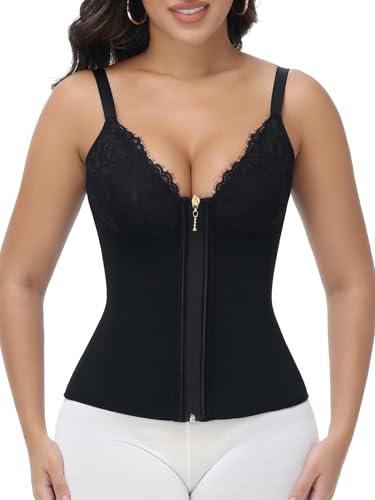 SHAPSHE Waist Trainer for Women Tummy Control Corset Shapewear Workout Waist Cincher Faja Body Shaper with Lace Bra