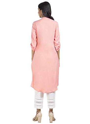 Image of Indya Women's Green Kurta Viscose Solid Shirt