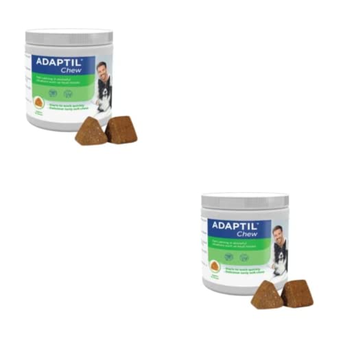 Ceva ADAPTIL Chews für Hunde | Doppelpack | 2 x 30 Kautabletten | Ergänzungsfuttermittel für Hunde das in Stresssituationen unterstützend wirken kann | Kautabletten im Blister Cover