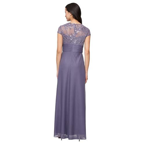 Image of Alex Evenings Women's Stretch Sequin Bodice Empire Waist Long Gown, Formal Event Dress (Petite and Regular Sizes)