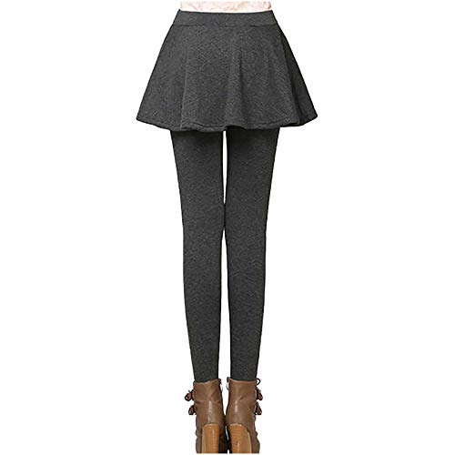 Women's Culottes Two-in-One Leggings Comfortable Warm Pleated Hem Skirt Slim Going Out Winter Solid Color Clothing3