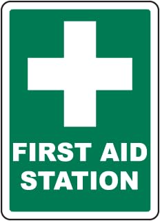 SAFETY SIGN STICKER | FIRST AID STATION | 215 MM X 139 MM