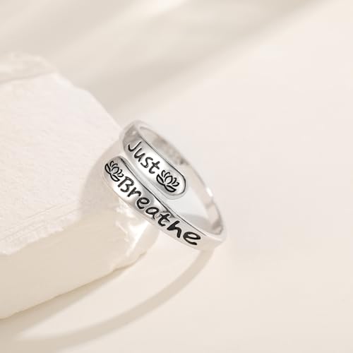 925 Sterling Silver Lotus Just Breathe Ring for Women Adjustable Hope Inspirational Jewelry Encouragement Gifts4