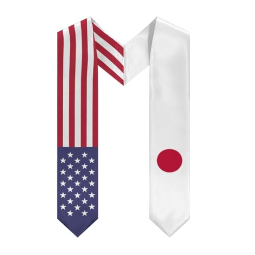 DABOYOZHZH Japan Mix United States Flag Graduation Stole Sash For Study Aboard International Students