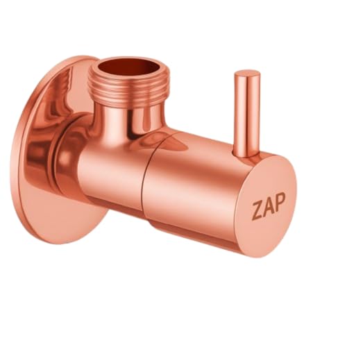 Image of ZAP Elegant Rose Gold Angle Valve Set - Pack of 4 | Solid Brass Construction with Wall Flange | For Tap, Jet Spray & Geyser Use