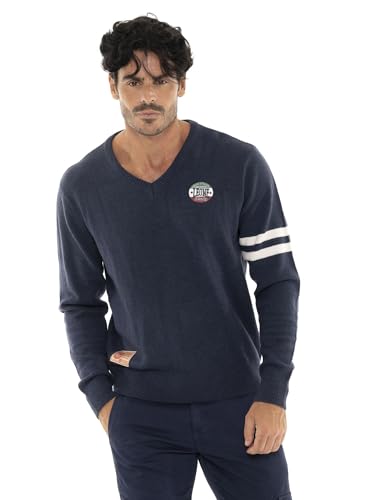Pull col en V homme Soft Basic Leone 1947 avec patchs et bandes - 5