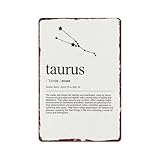 SXUZUSF Taurus Zodiac Definition Poster Inspirational Metal Tin Sign Suitable For Home Bedroom Bar Classroom Office Wall Decoration Size 12x8 Inches