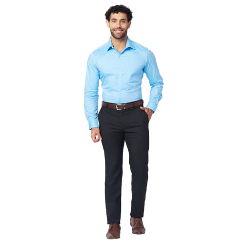 Image of Raymond Men's Slim Fit Solid Pattern Pure Cotton Semi Cut Away Collar Full Sleeve Formal Shirt