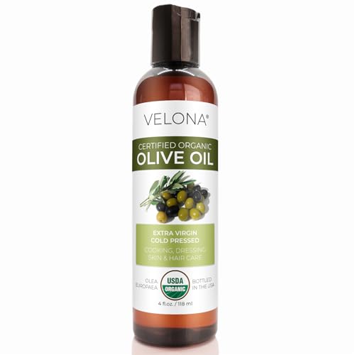 velona USDA Certified Organic Olive Oil - 4 oz | 100% Pure and Natural Carrier Oil | Extra Virgin, Unrefined, Cold Pressed velona USDA Certified Organic Olive Oil - 4 oz | 100% Pure and Natural Carrier Oil | Extra Virgin, Unrefined, Cold Pressed