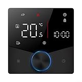 Oniissy Smart Raumthermostat Drehsteuerung Programmierbar 7 Tage 6 Zeitzonen App Temperaturanpassung LED Anzeige Unterputz Panel Schwarz Energiesparend für Warmwasseranlagen