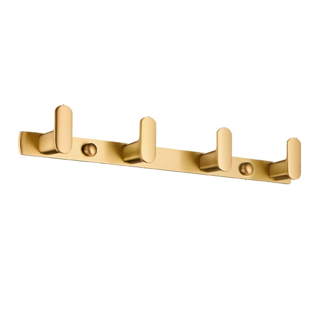 ZHOUXIAO Retro Brass Coat Rack Wall Mounted with Hooks, Brushed Nickel Heavy Duty Coat Hook Rail, Robe and Towel Hooks Rack for Bathroom, Entryway, Mudroom, Hats 4hook
