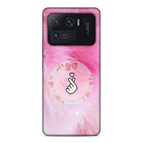 Image of Printed Mobile Back Hard Case Cover for Xiaomi Redmi 11 Ultra | Finger Hearts, Pink Feathers, Soft Furr -2191