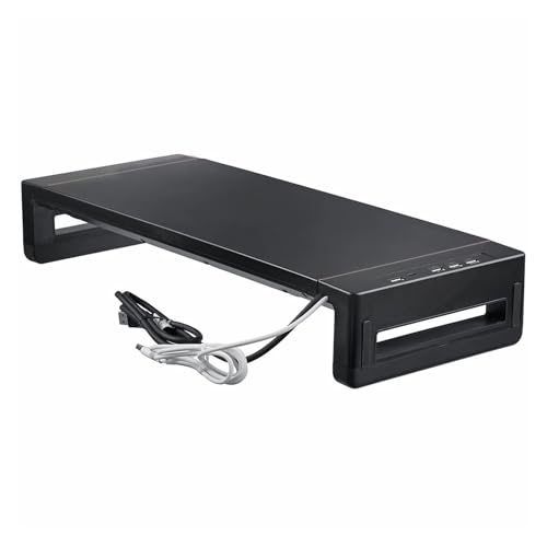 Soporte for monitor de ordenador RGB, escritorio elevador con puerto USB 3,0, soporte de almacenamiento for teclado y ratón, soporte for pantalla con cajón for monitor(Without RGB)