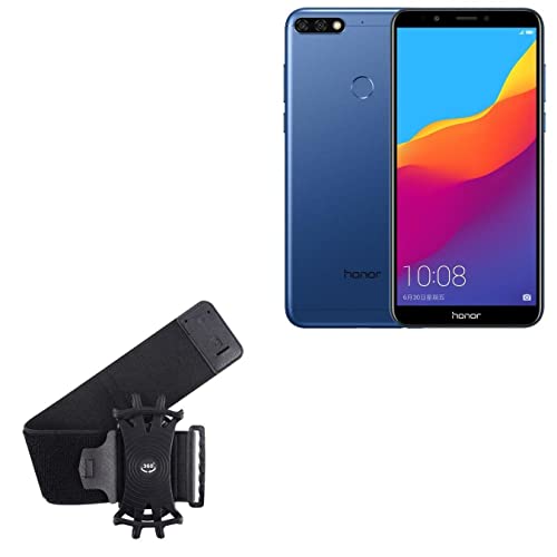 BoxWave Holster Compatible with Honor 7C - ActiveStretch Sport Armband, Adjustable Armband for Workout and Running - Jet Black