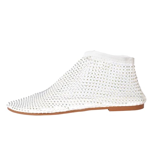 Image of Ultra Comfortable Shiny Gem Mesh Flats, Ballet Flats for Women Sandals Women Dressy Summer Flat Shoes Slip On Sandals