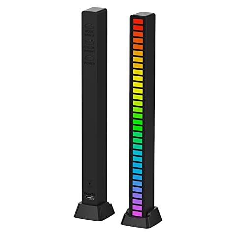 Voice Activated Led Light,USB/Rechargeable Battery APP Sound Control Light, RGB Colorful Tube 32 LED Voice-Activated Pickup Rhythm Strip Light,Atmosphere Lamp Bar for Car Party Computer Cover