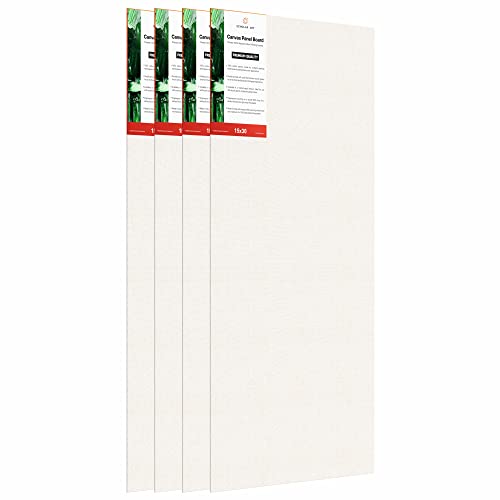 Image of Scholar Art Hobby Series 04 Oz (230 GSM) 100% Cotton Canvas Panel Board for Painting (White Blank Canvas Boards for Acrylic Paint, Oil Paint, Wet & Dry Media) | 15 inchx30 inch (37.5x75 cm), Pack of 4