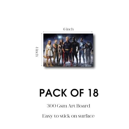 Image of ATEVON The Boys Wall Poster Set - Pack of 18 Unframed 6x4 Inch Wall Collage Prints for Web Series Fans, Stylish Home Room Decor for Bedroom, Dorm, Office, and Man Cave