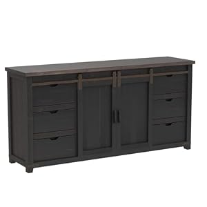 Jofran Madison County 70 Reclaimed Pine Barn Door Farmhouse Buffet Sideboard Server Only Vintage Black