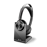 Poly - Voyager Focus 2 UC USB-C Headset with Stand (Plantronics) - Bluetooth Stereo Headset with Boom Mic - USB-C PC/Mac Compatible - Active Noise Canceling - Works with Teams (Certified), Zoom & more