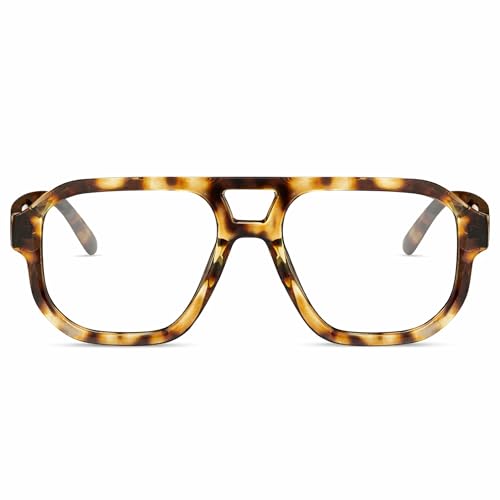 Image of livho Retro Aviator Blue Light Blocking Glasses for Women Men with Soft Case, Trendy Rectangle Computer Eyeglasses