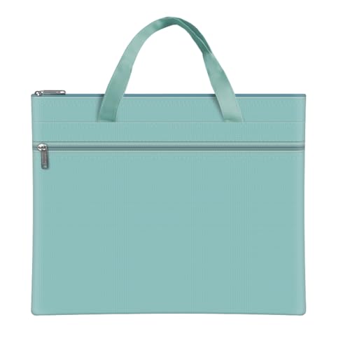 Borsa Porta Documenti Donna Studente, Impermeabile Borsa per Documenti da Ufficio con Maniglia Doppio Strato Valigetta Porta Documenti Portatile Borse di File A4 per Ufficio Scolastico (Verde)