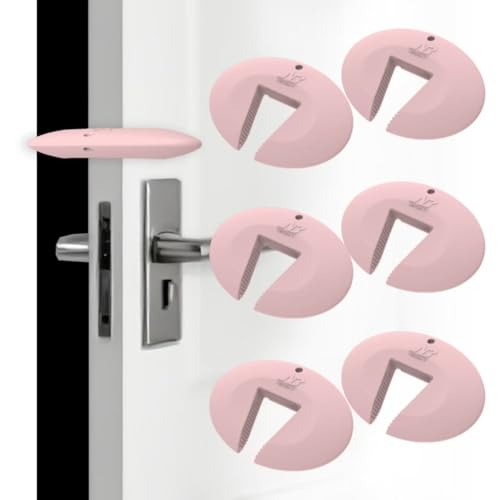 Image of Neobay Door Pinch Guard and Door Slam Stopper, Durable Silicone Door Finger Pinch Guard, Prevents Slamming on Even Heavy Doors, Non-Toxic & Pet Friendly, 6 Packs Pink.