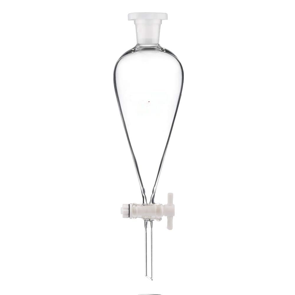 Borosilicate Glass Heavy Wall Conical Separating Funnel with Interchangeable Glass Stopper & PTFE Teflon Stopcock | Separation Funnel for Chemistry Lab Research & Educational Use-500ml-image-43