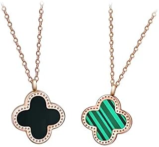 JINJIASC Lucky Clover Necklace For Women Girls, Necklaces Gold Plated Cute Fashion Simple Girls Titanium Steel Hypoallergenic Pendant