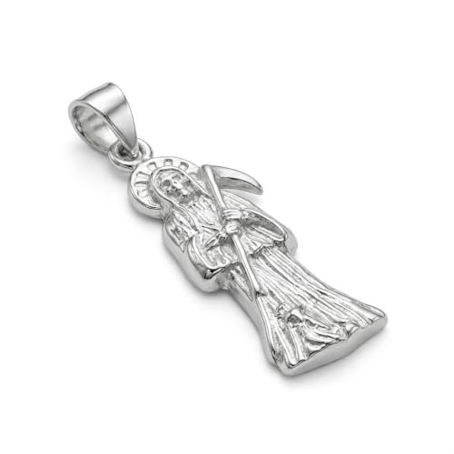 Western Stakes Luxury 925 Sterling Silver Santa Muerte Pendant High End Saint Death Charm Religious Western Jewelry 0.75 Inch Long